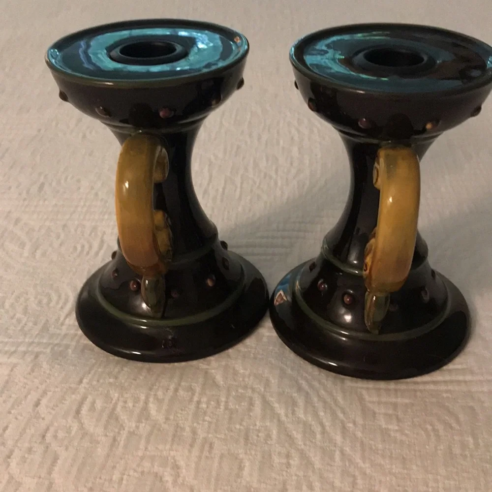 Pair Demdaco Deb Hrabik Chocolate Berries Decorative Candle Holder